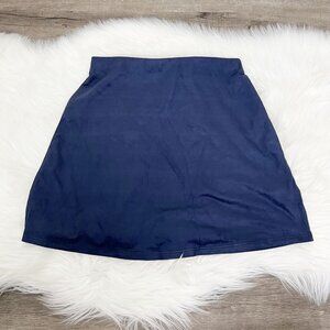 Luxe USA Navy Blue Faux Suede Mini Skirt Pull On Elastic Waist Retro Y2K Small